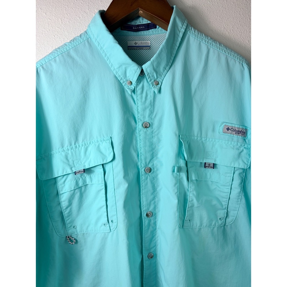 Columbia PFG Bahama II Mens 4X Fishing Shirt Short Sleeve Mint Nylon Vented